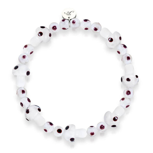 Huître | Argent sterling 925 | Bracelet de luxe en forme de champignon en verre Firefly